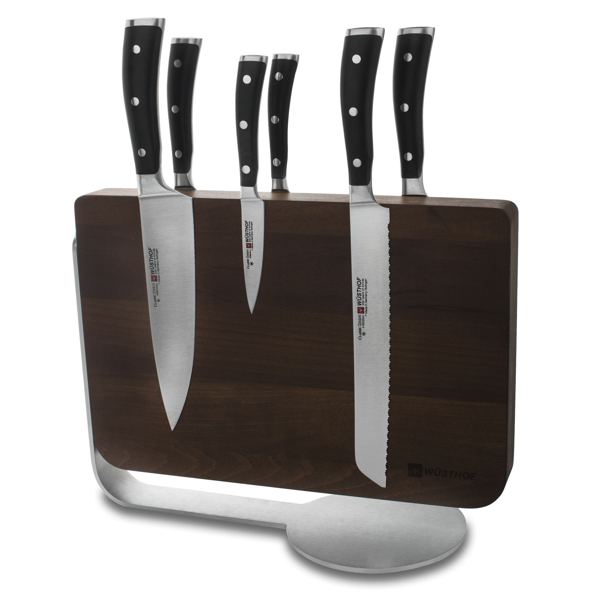 Набор кухонных ножей 6 штук на деревянной, магнитной подставке, серия Classic Ikon 9884 WUESTHOF