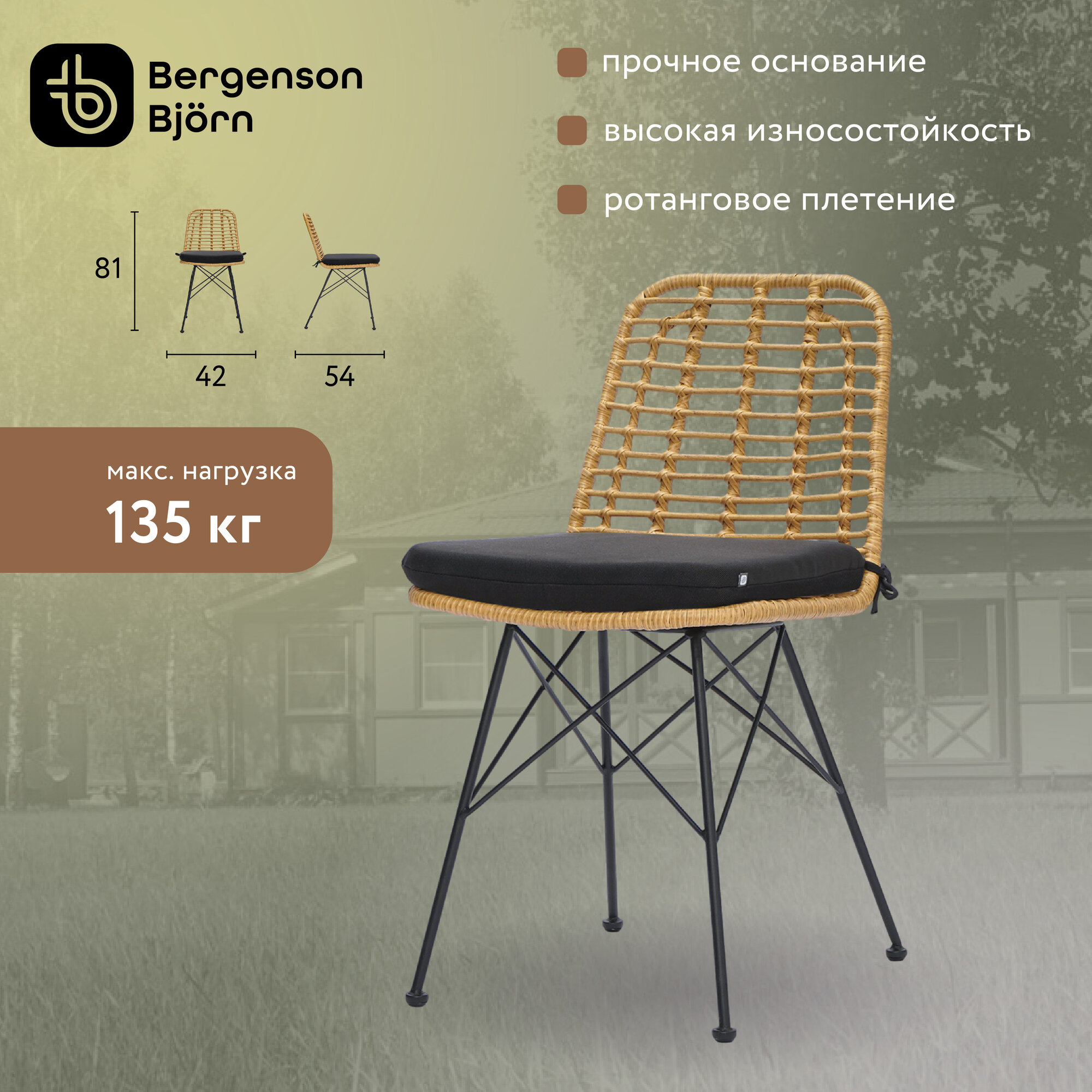фото Стул Vetle Flat из ротанга Bergenson Bjorn, BB0000478