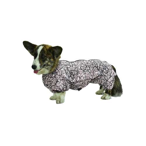 Пыльник на Корги ДжекиДог с ловушками от клещей для собаки-девочки 55 цв Розовый серпантин 2280₽