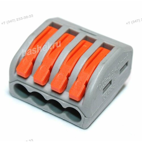 Клеммы 222-414 на 4 пров сеч 075-40 кв мм 250В24А рычаг аналог Wago электротовар 494₽