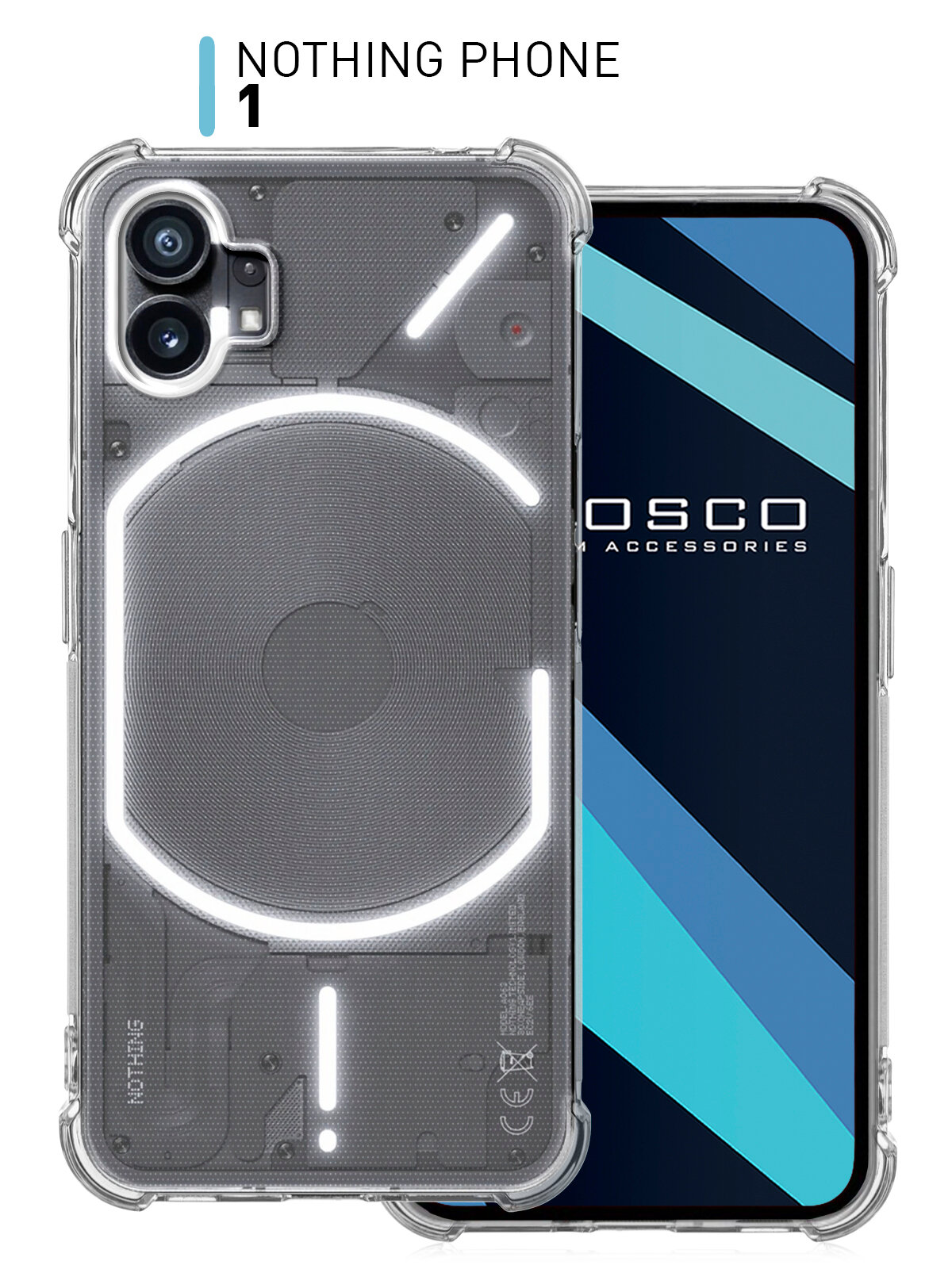 Противоударный силиконовый чехол Rosco на Nothing Phone (1) (Нафинг Фон 1), прозрачный