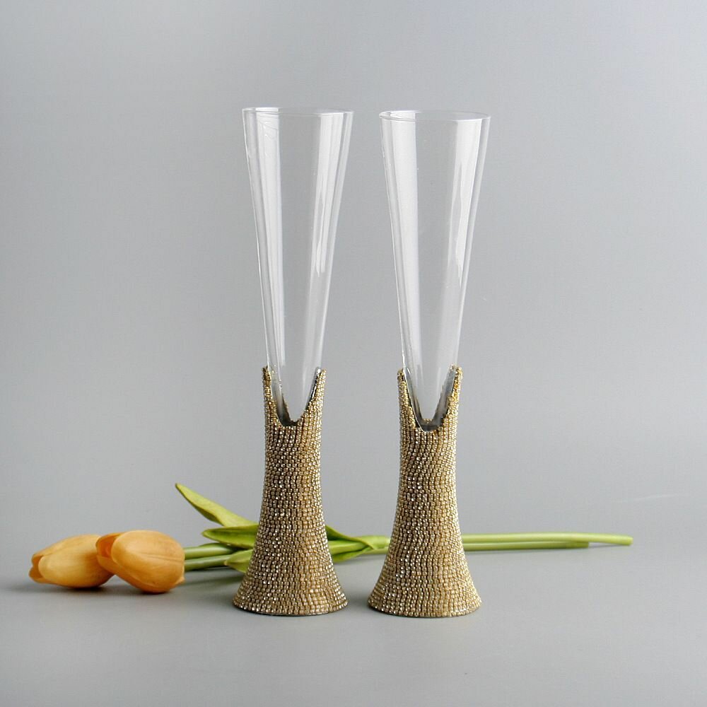 фото Бокалы для шампанского, набор бокалов из 2 шт, со стразами 260 мл.