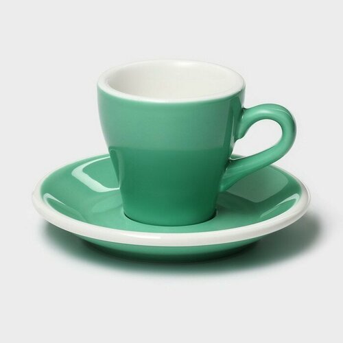 Кофейная пара фарфоровая Magistro Coffee time 80 мл цвет бирюзовый 1280₽