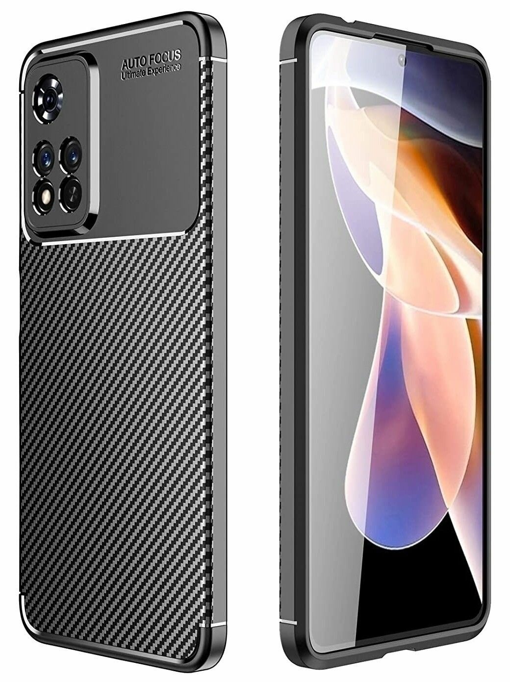 Накладка для Xiaomi Redmi Note 11 Pro Plus 5G (Xiaomi Redmi Note 11 Pro+ 5G) силиконовая под карбон чёрная