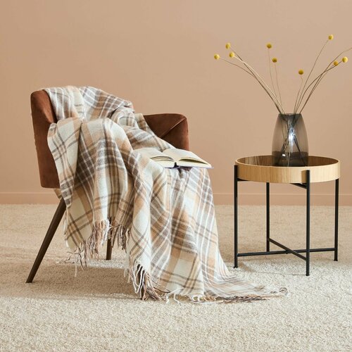 Плед Cellule 140х200 включая кисти шерстьпанполиэстер бело-бежевый 6000₽