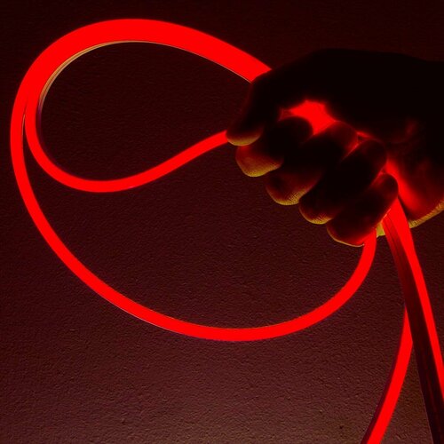 Гибкий неон LEDbeLED 12V 6х12mm 120led/m IP67, цвет свечения красный (оболочка белая), 5 метров