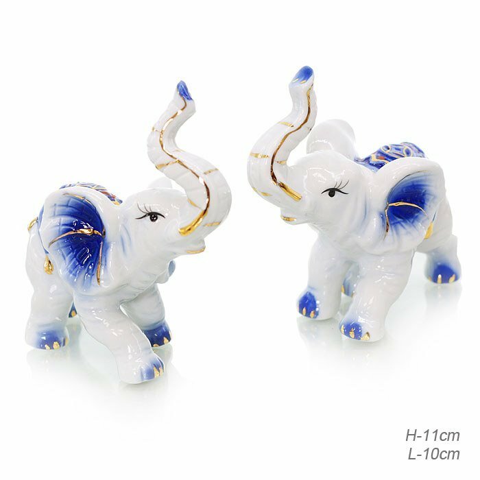 фото Статуэтка интерьерная Слоны 2 штуки фарфор
