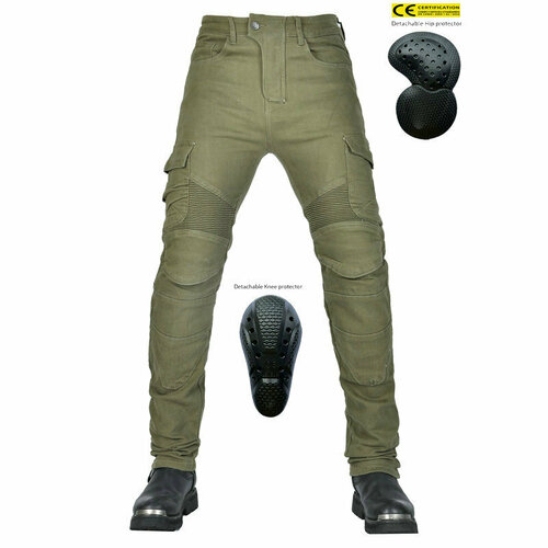 фото Мотоциклетные брюки volero knight army green, защита от падения, размер xl