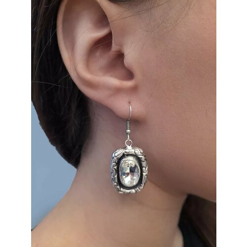 Серьги, серый, черный