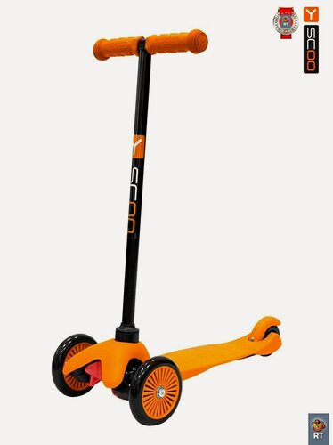 Изображение товара Самокат Y-SCOO mini A-5 Simple цв. orange с цветными колесами