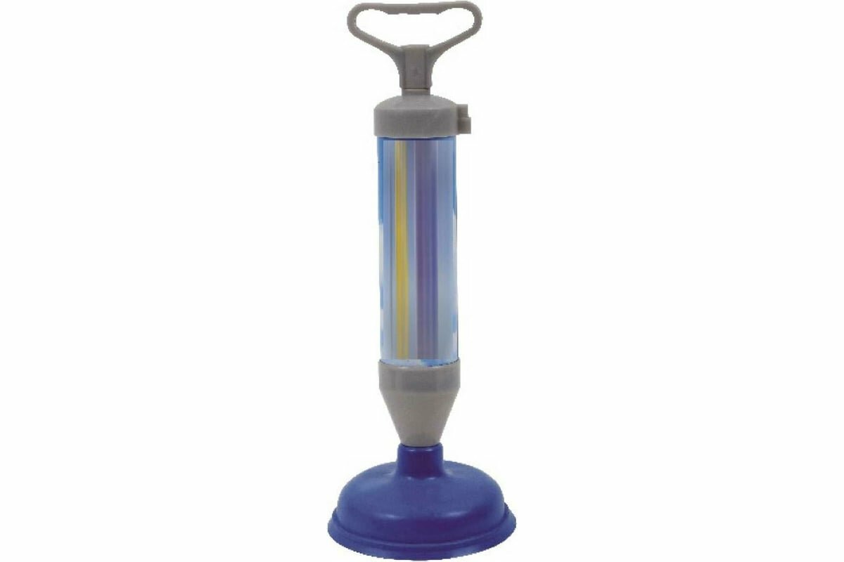 VIDAGE Вантуз вакуумный помповый с насадками 16.5 и 6 см цвет: серый синий 0921003