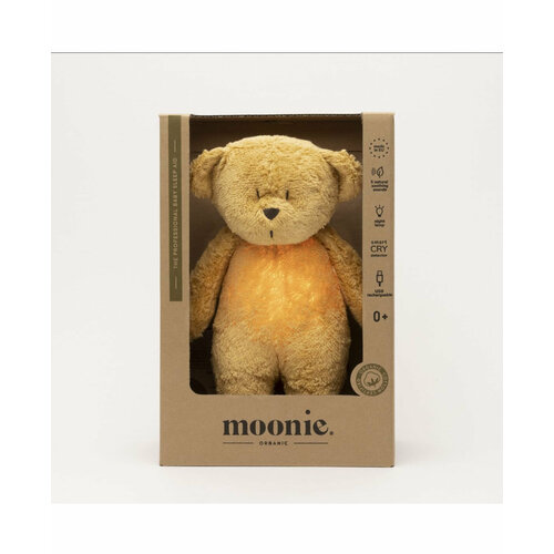 Детская игрушка - ночник для сна мишка Moonie Honey с лампой, 28 см / MOONIE HUMING BEAR Organic