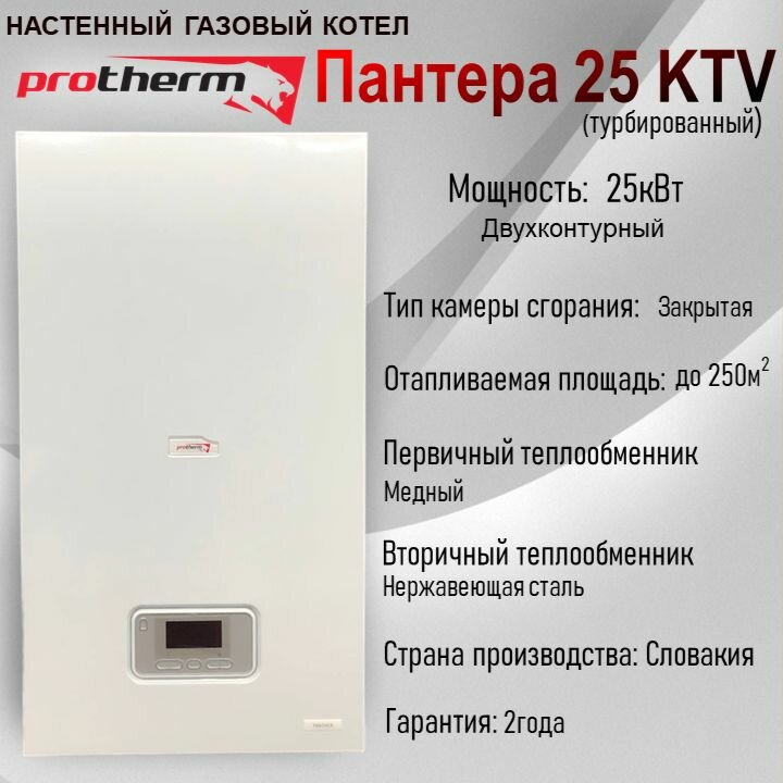 Котел настенный газовый Protherm Пантера 25 КТV (турбо)