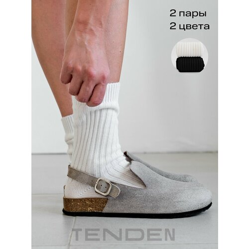 фото Носки tenden, комплект, 2 пары, размер 36-39, белый/черный
