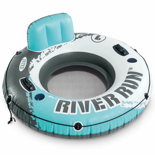 INTEX Надувной круг-кресло River Run с сетчатым дном 135 см аквамарин 56825 черный, белый