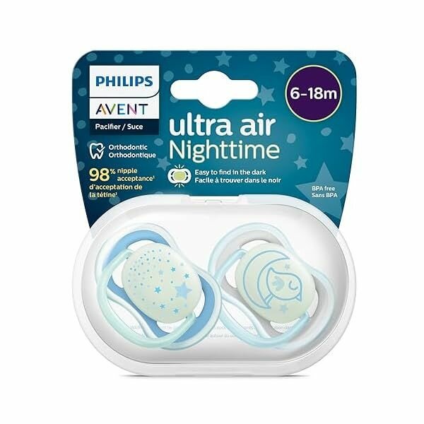 Соска пустышка для новорожденных Philips Avent Ultra Air пустышки 6-18 месяцев Night Glow in the Dark