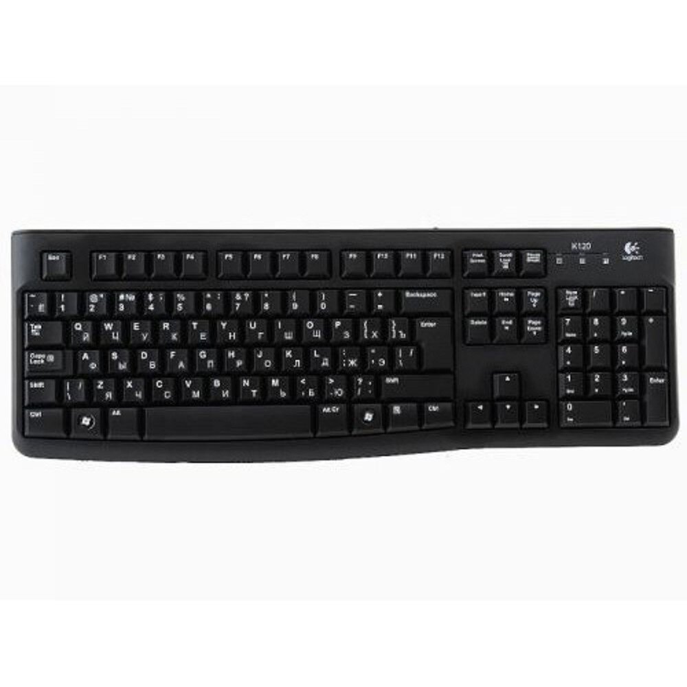 920-002522 Logitech Клавиатура K120 Black USB оригинальная заводская гравировка RU/LAT