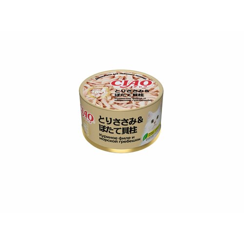 INABA CIAO Корм влажный для кошек can Куриное филе и морской гребешок 85г*6шт(510гр.)