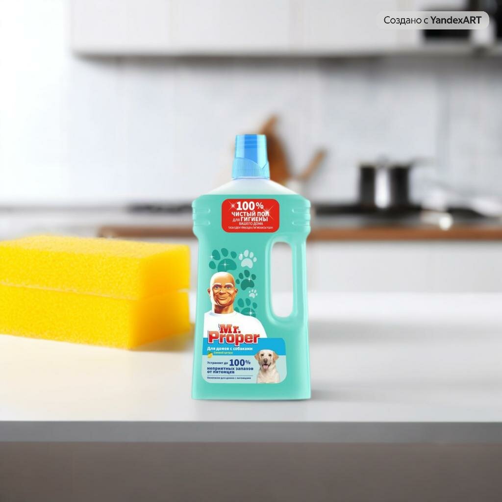 Моющая жидкость Mr. Proper для полов и стен, для домов с собаками, свежий цитрус, 1 л