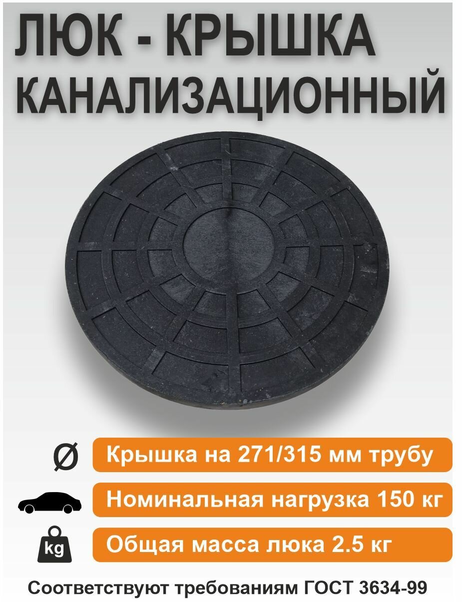 Люк/пробка Д 271мм/ф315 мм (черный)