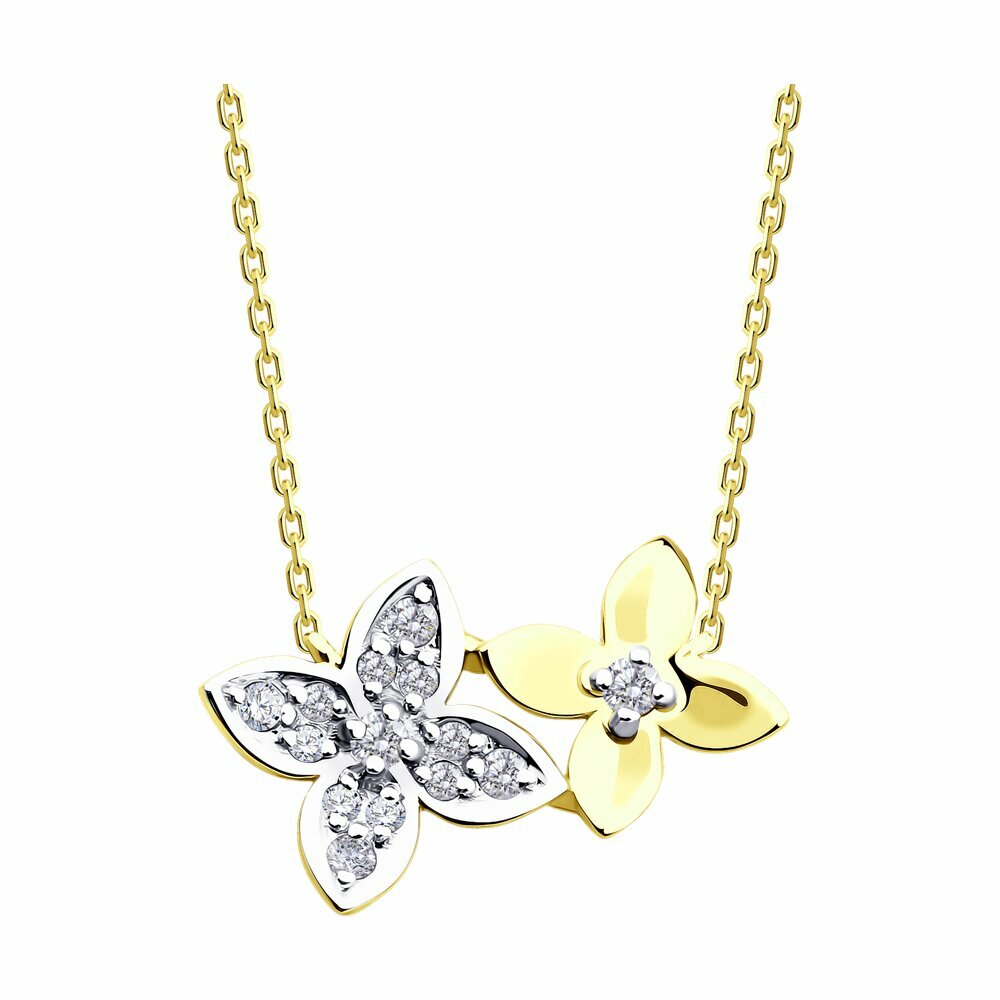 Колье Diamant, желтое золото, 585 проба, фианит, длина 42 см.