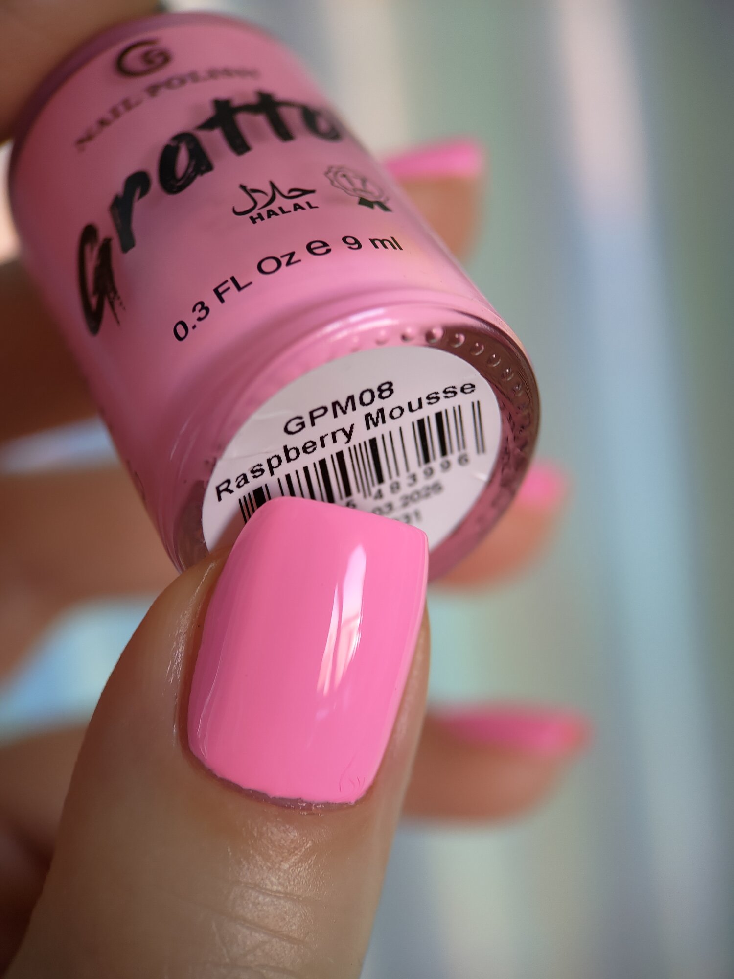 Grattol Color Nail Polish Raspberry Mousse - Лак для ногтей, сушка без лампы, Халяль, 9 мл