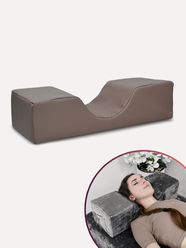 Изображение товара Подушка лешмейкера, лэшмейкера, для наращивания ресниц, высокая кожаная, кофе