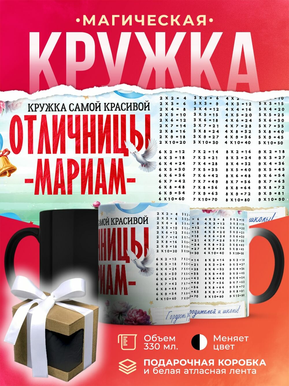 Кружка-хамелеон с именем, отличницы Мариам / 330 мл