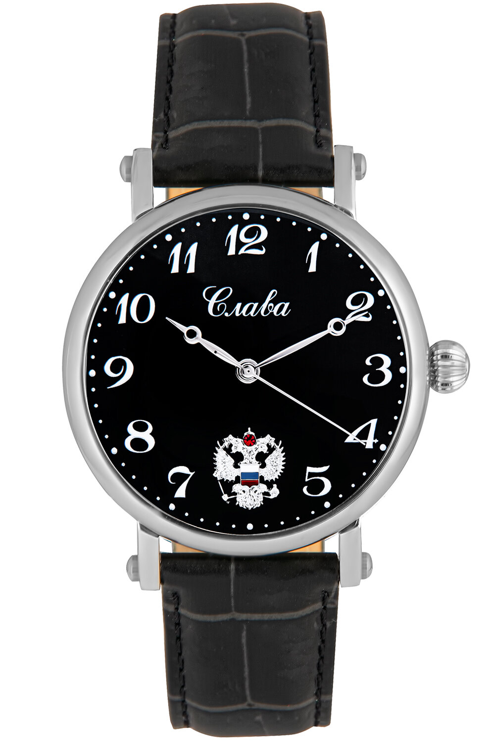 Наручные часы Слава Премьер, серебряный, черный — фото 1