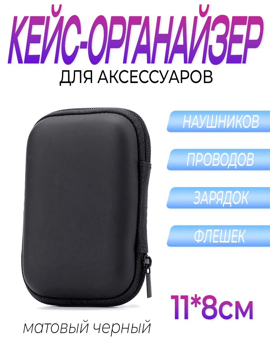 Кейс для наушников проводов аксессуаров маленький матовый