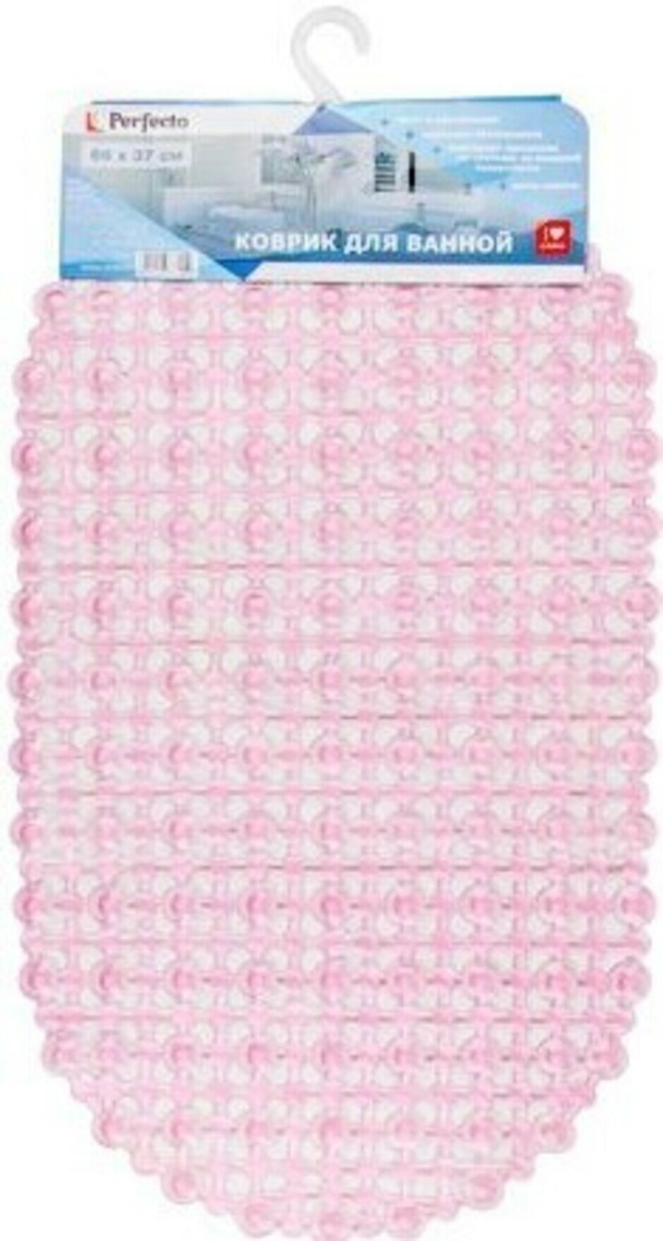 Коврик для ванной комнаты антискользящий 66х37 PERFECTO LINEA розовый (22-683702)
