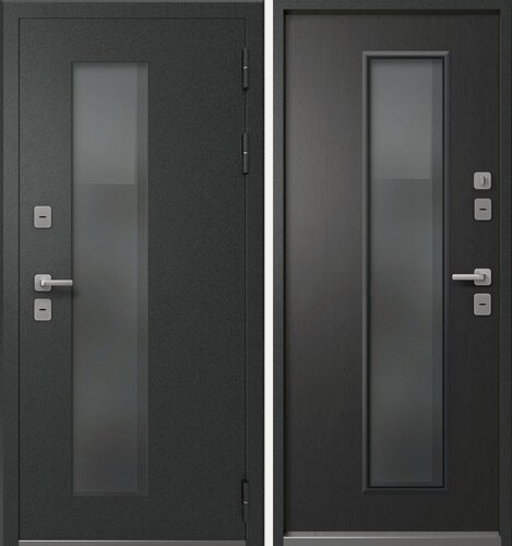Изображение товара Дверь входная металлическая с терморазрывом Эталон Термо-СП20 Антрацит муар блеск-Ясень дип графит 860 левая
