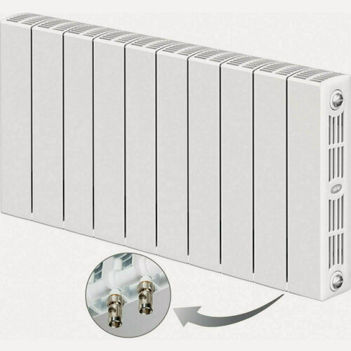 Изображение товара Радиатор биметаллический Rifar SUPReMO Ventil 350, 12 секций, Нижнее подключение правое (VR), цвет белый