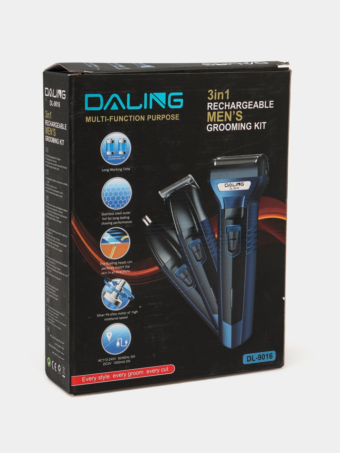 Триммер для волос и бороды, машинка для стрижки волос, станок для бритья и стрижки, 3 в 1 — фото 1