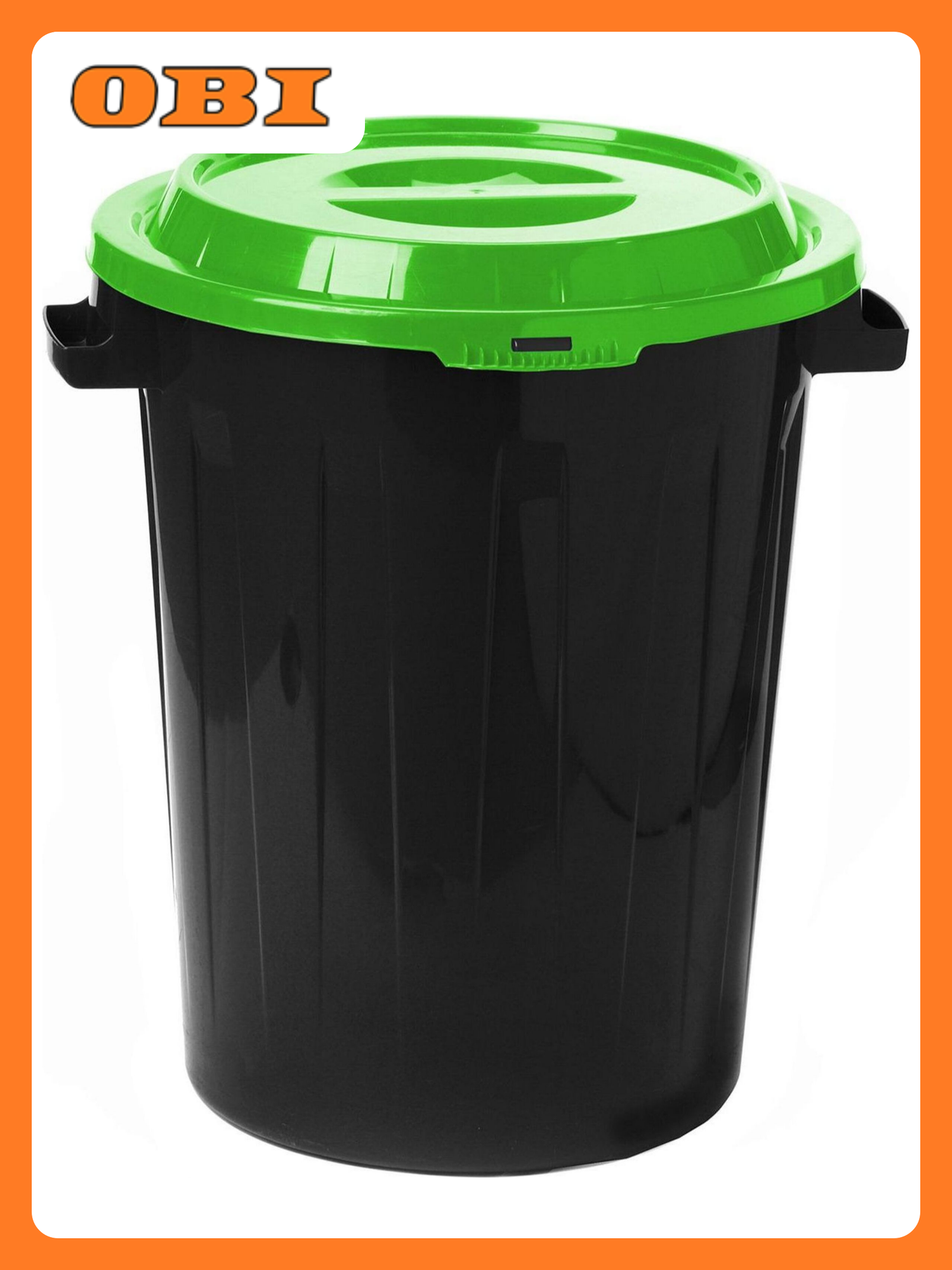 Мусорный бак IDEA круглый с откидной крышкой 60л полипропилен зеленый