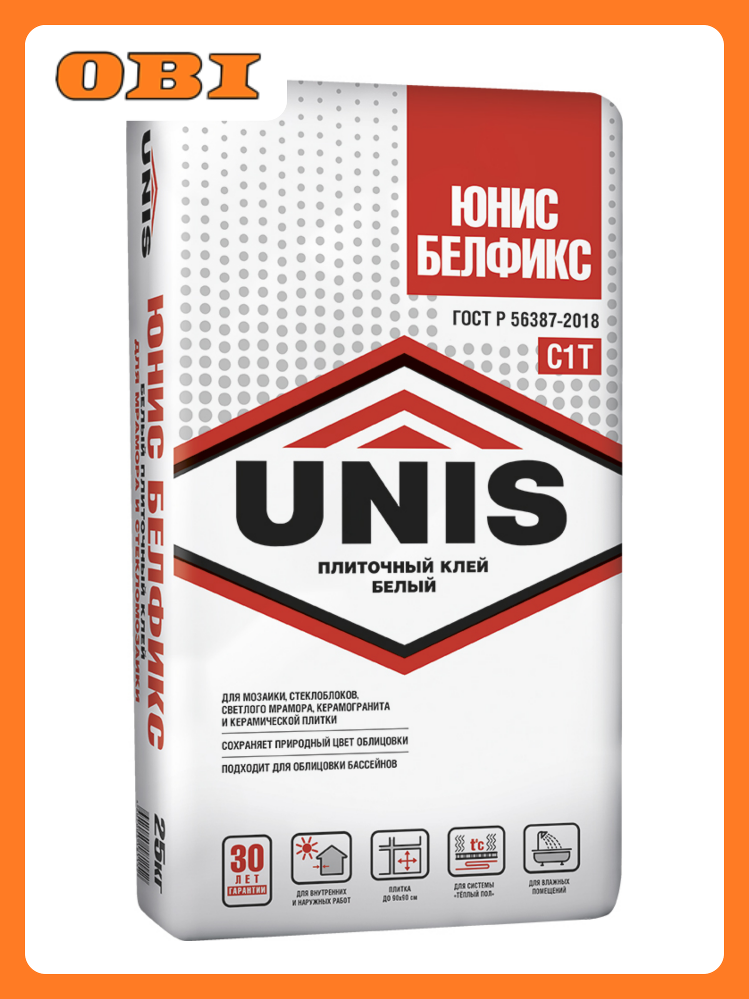 Плиточный клей цементный UNIS Белфикс 25 кг
