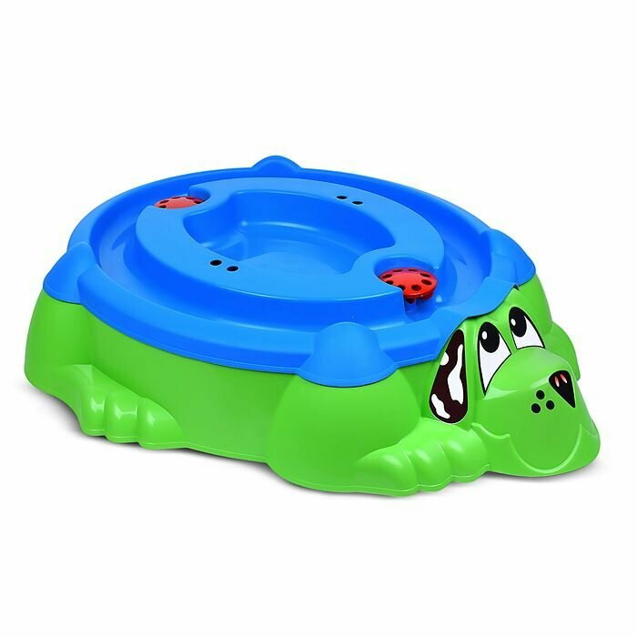 Песочница Sheffilton KIDS "Собачка", с крышкой, зелено-голубая