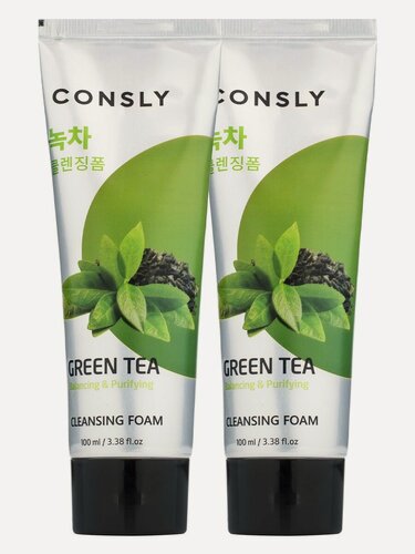 Изображение товара CONSLY Пенка для умывания лица с экстрактом зеленого чая 2шт х 100 мл