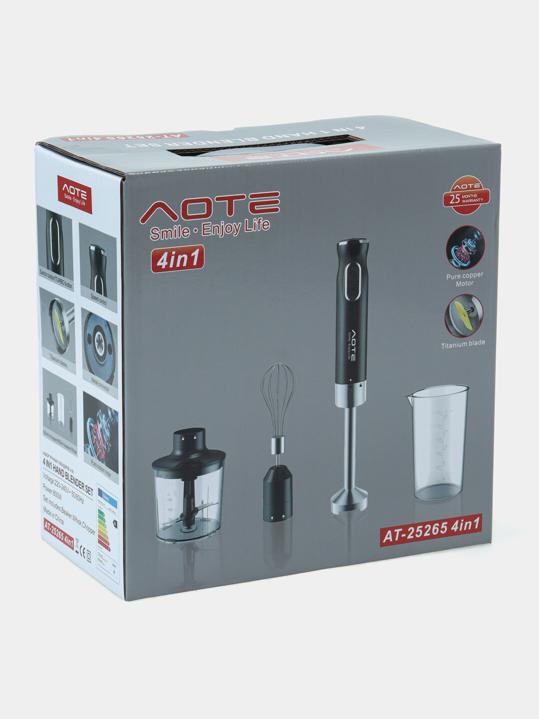 Погружной блендер AOTE, AT-25262, 1350 Вт, ножи с титановым покрытием, нержавеющая сталь