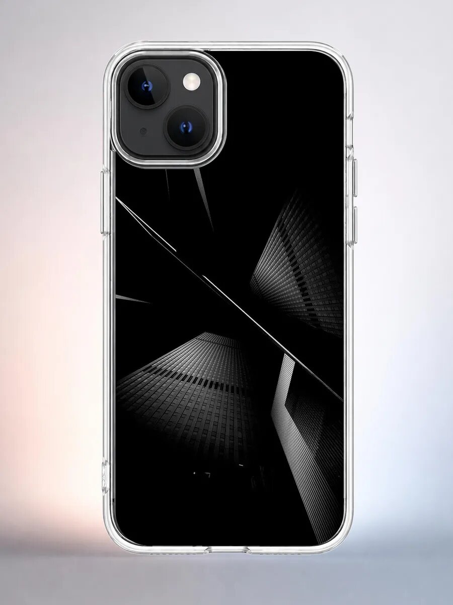 Чехол iPhone 13 небоскрёбы крест силуэт силиконовый