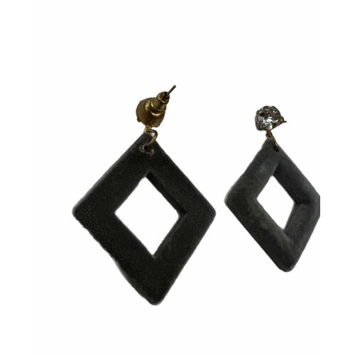 Серьги , размер 35 мм, серый