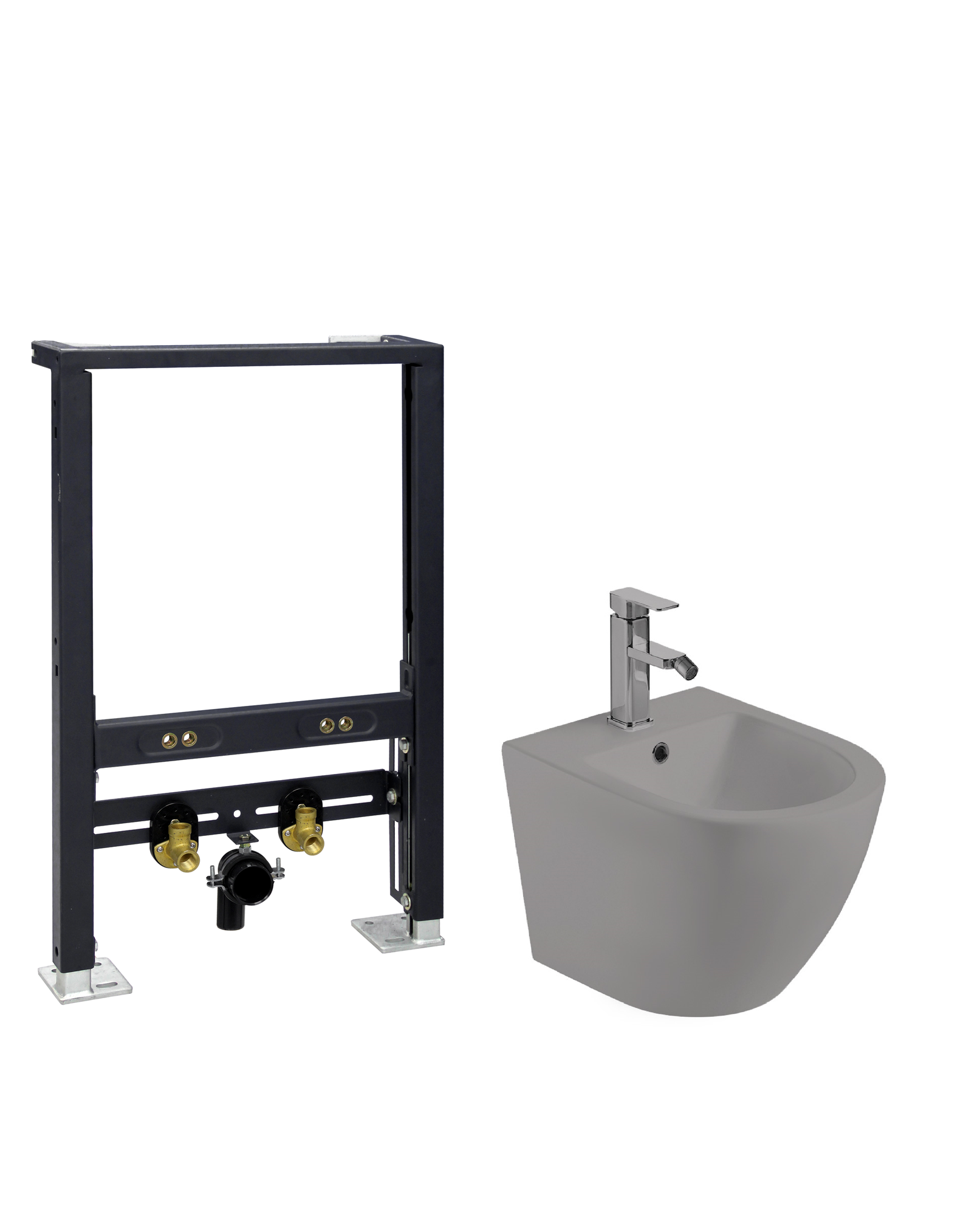 фото Биде с инсталляцией WeltWasser WW AMBERG 500 BD + MERZBACH 005 MT-GR серое