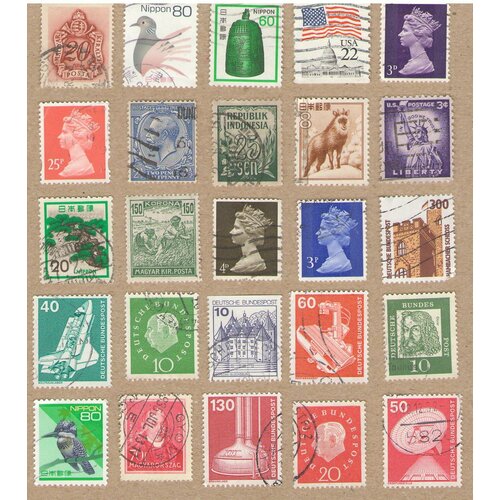 Набор №4 почтовых марок разных стран мира, 25 марок в хорошем состоянии. Гашеные.