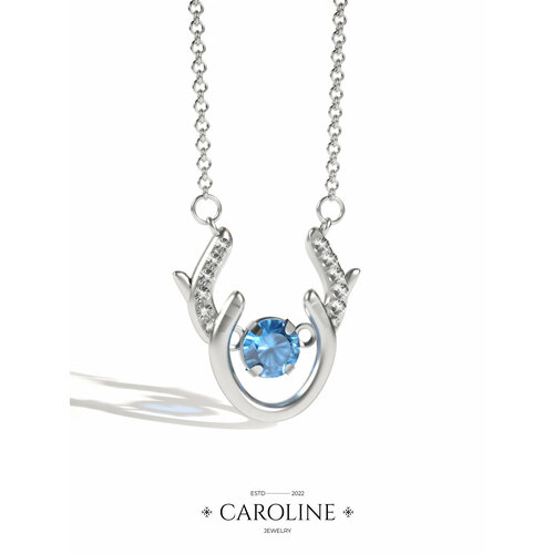 фото Колье caroline jewelry, кристалл, длина 45 см., серебряный