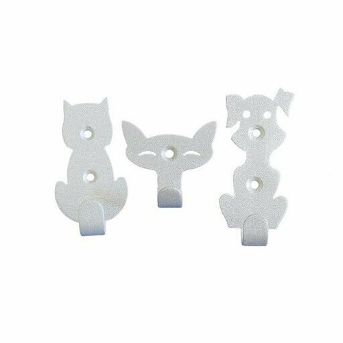 Набор крючков (3шт) Животные, серебряный, металл