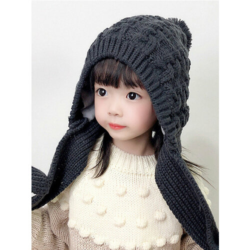 фото Шапка ушанка шапка с шарфом, размер 48/54, черный, синий шапка невидимка