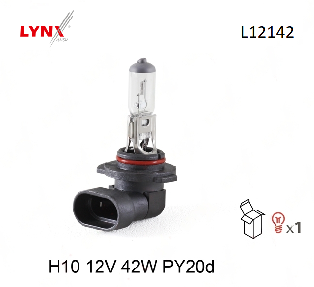 Лампа галогеновая H10 12V 42W PY20D LYNXauto L12142