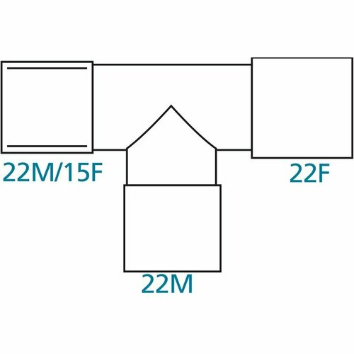 Коннектор T-образный 22M/15F-22М-22F переходник для дыхательного контура 10шт