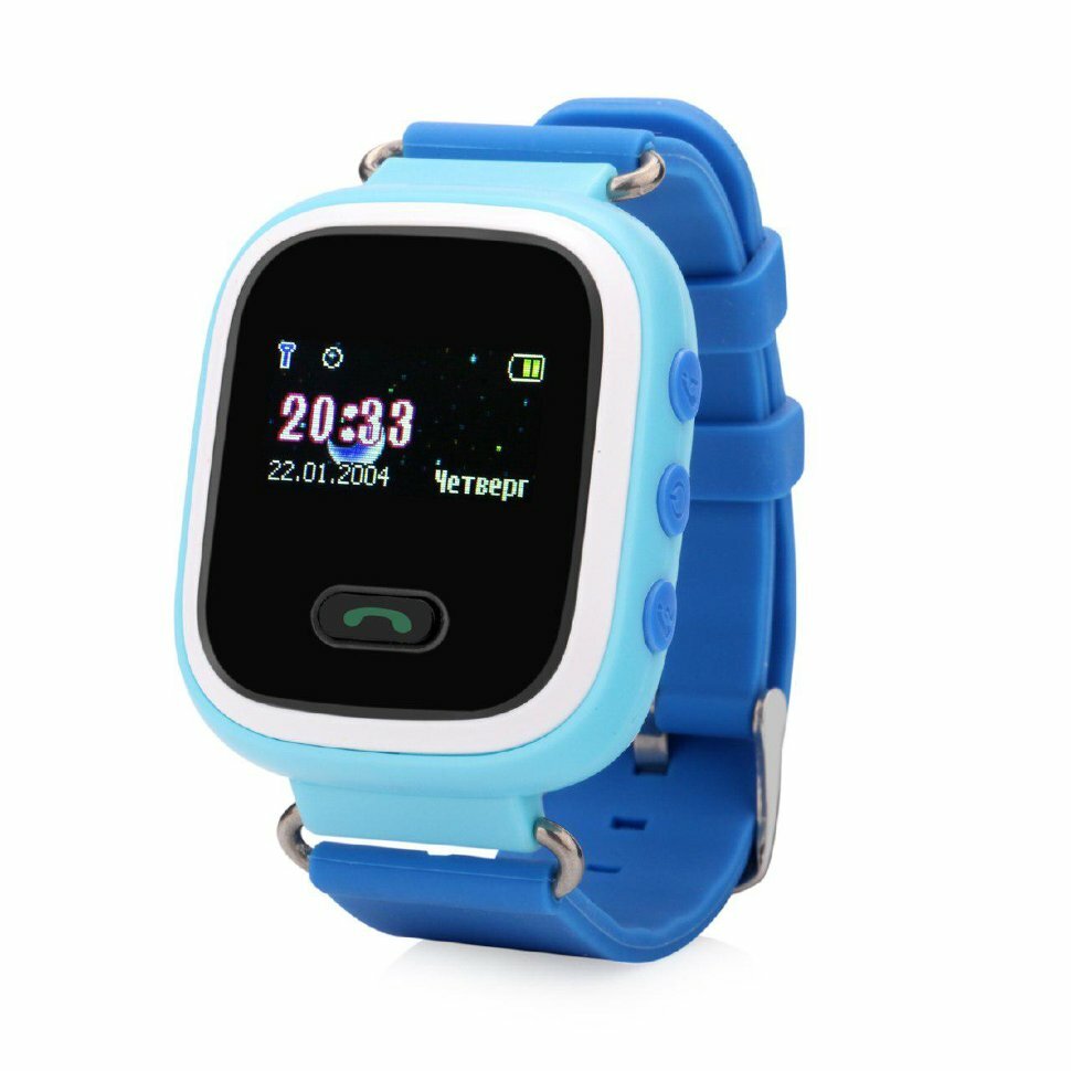 Детские часы с GPS Baby Watch GW900 blue с цветным узким экраном (голубые)