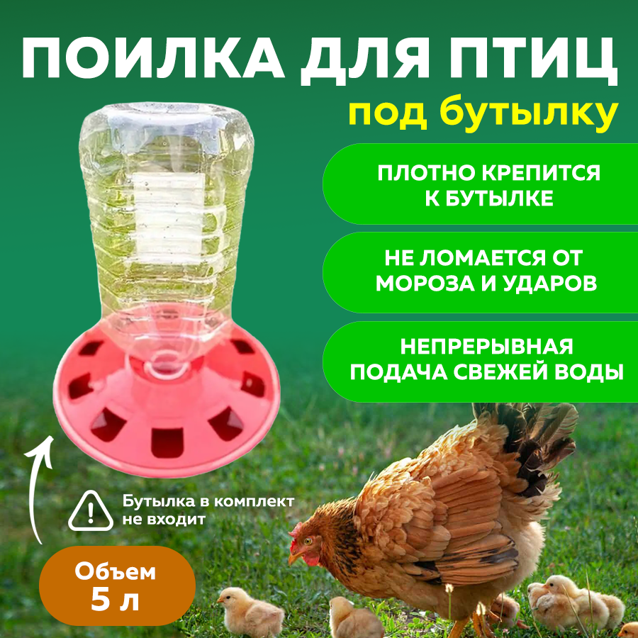 фото Поилка для птиц под бутылку 5 л